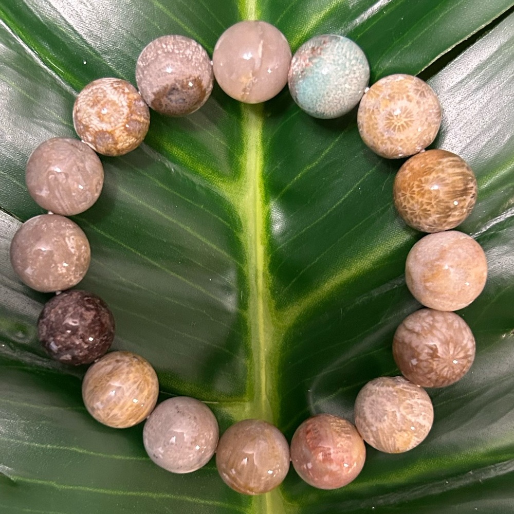 CORAL JADE GORGEOUS high quality 12mm chunky beaded bracelet